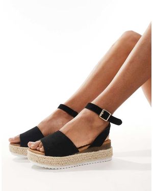 Truffle Collection Sandalias Negras Con Plataforma Plana Estilo Alpargata De - Neutro