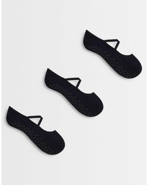 4505 – pilates – 3er-pack rutschfeste socken mit elastischen bändern - Blau