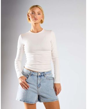 Glamorous Regular Fit Denim Short - White