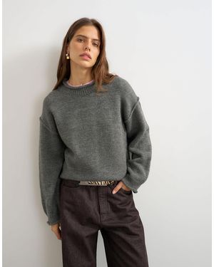 TOPSHOP Gestrickter pullover mit rollsaum - Grau