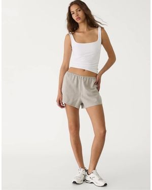 Stradivarius Linen Blend Shorts - Grey