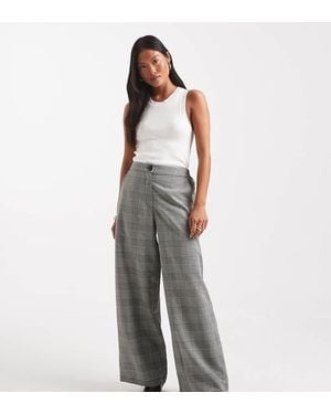 ASOS Petite Tailored Relaxed Straight Leg Trousers - Grey
