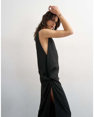 TOPSHOP Vestido Largo Sin Mangas Con Detalle Retorcido En El Lateral De Crepé - Negro