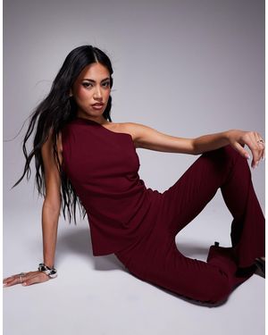In The Style – gerafftes, asymmetrisches bengaline-oberteil - Rot