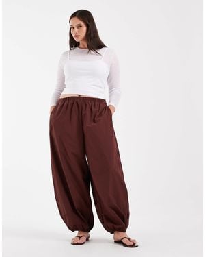 ASOS Asos Design Curve Cotton Nylon Blend Pull On Balloon Pants - Red