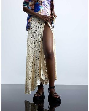 Desigual Lange Gehaakte Sarong - Wit