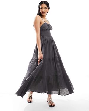 Iisla & Bird Textured Shirred Maxi Dress - Black