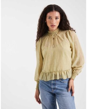 New Look Burnout Chiffon Blouse - Natural