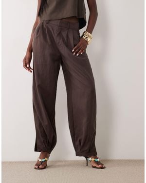 Mango Pleat Front Cuffed Trouser - Brown
