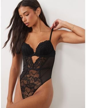 Ann Summers Body mit spitze und polsterung - Schwarz