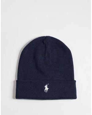 Polo Ralph Lauren Icon Logo Merino Wool Knit Beanie - Blue