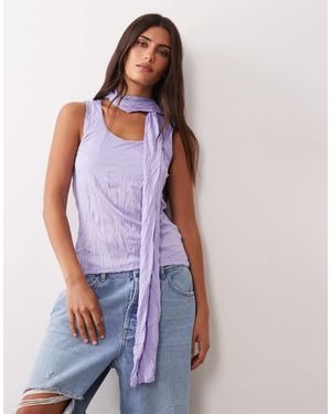 ASOS Crinkle Scarf Neck Tank Top - Purple