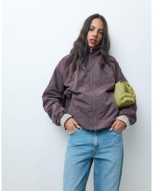 ASOS Oversized Bubble Hem Track Jacket - Brown