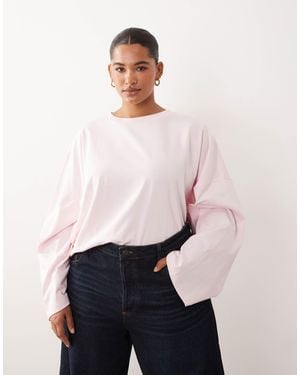 ARRANGE Curve Cotton Oversized Long Sleeve T-shirt - Pink