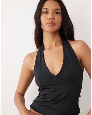 ASOS Polyamide Slinky Halter Neck Top - Black