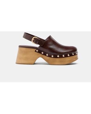Stradivarius Platform Studded Clogs - Brown