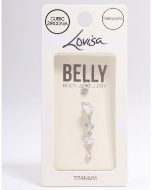 Lovisa Titanium Cubic Zirconia Heart Belly Piercing - Natural