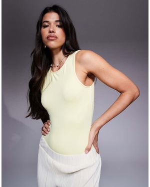 ASOS Body Amarillo Crema Sin Mangas Con Cuello De Nadadora De Poliamida De