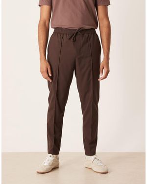 ASOS Pull On Smart Tapered Trousers - Brown