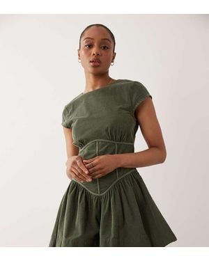 ASOS Asos Design Tall Cord Corset-Geïnspireerde Mouwloze Mini Jurk - Groen