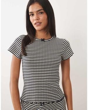 ASOS Stripe Pointelle Pyjama Baby Tee - Black