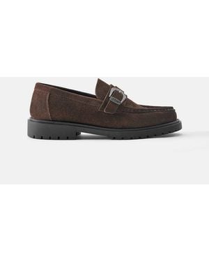 Pull&Bear Leather Cowboy Loafers - White