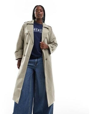 Vero Moda Longline Belted Trench Coat - Blue