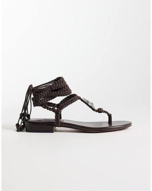ASOS Fernanda Rope Beaded Hardware Flat Sandals - White
