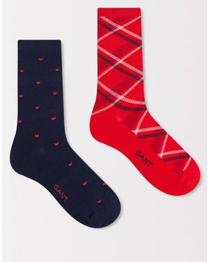 GANT Heart And Tartan Socks 2-Pack - Red