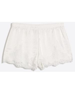 Bershka Lace Sateen Shorts - White