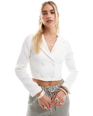NARRATED Cropped Blazer - White