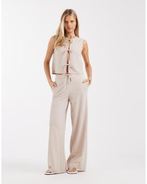 ONLY Wide Leg Pull On Trousers - Natural