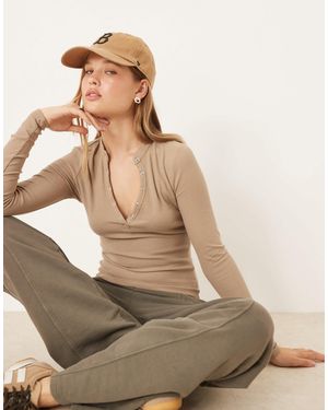 Cotton On Ryan Henley Long Sleeve Top - Brown