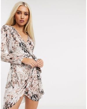 Lipsy Animal Print Wrap Dress - Multicolour
