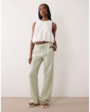 JDY Tall Wide Leg Cheesecloth Pants - Natural