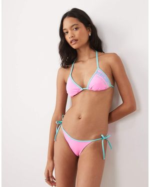 Rip Curl Slip Bikini Confetto Con Finiture A Contrasto E Laccetti Laterali - Rosa