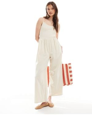 ASOS Cami Wide Leg Jumpsuit With Pockets - White