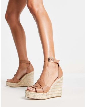 Steve Madden Alpargatas Con Cuña Y Diseño De Tiras Cruzadas De Cuero Sivian De -Beis Neutro - Blanco