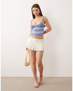 I.AM.GIA Remini Button Detailing Dropped Waist Pleated Lace Mini Skirt - White