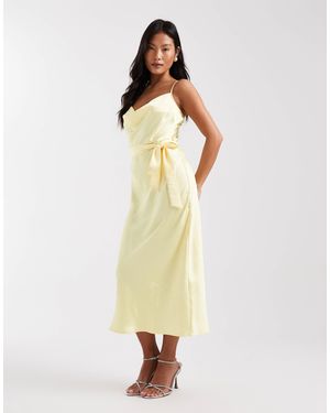 TFNC London Bridesmaid Satin Cami Tie Waist Midaxi Dress - Natural