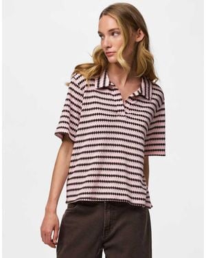 Pieces Top De Punto Rosa En Tul - Rojo
