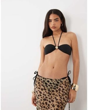 Mango Top Bikini Allacciato Al Collo Con Dettagli Dorati - Nero