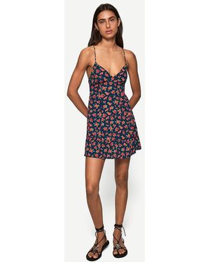 Bershka Printed Strappy Mini Dress - Blue