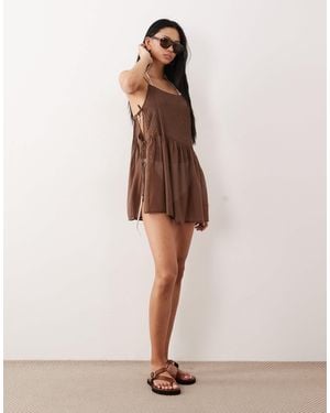 ASOS Asos Design Tall Rita Pleated Beach Cover Up - Natural