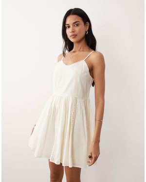 Iisla & Bird Mini Dress With Picot Trim - Natural
