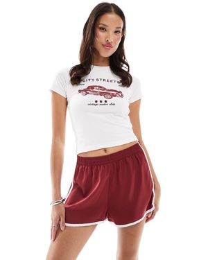 ONLY Contrast Piping Satin Shorts - Red