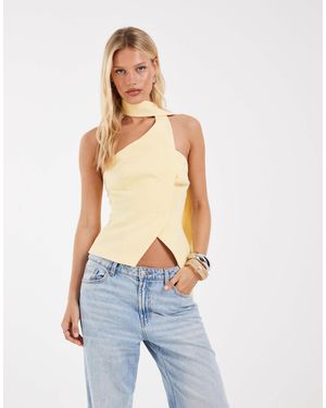 ASOS Bandeau Vest With Wrap Neck Scarf Detail - Blue