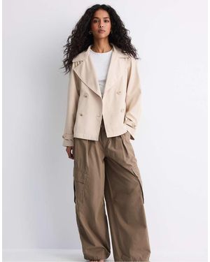 Stradivarius Cropped Trench Jacket - Natural