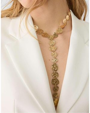 Stradivarius Textured Lariat Necklace - Natural