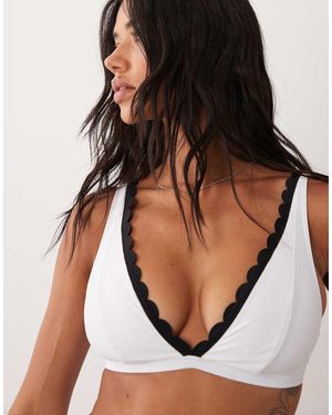 Peek & Beau Diepuitgesneden Bikinitopje Met Contrast En Geschulpte Rand - Wit
